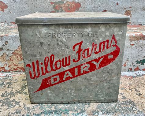 old fashioned metal milk box|vintage milk delivery box.